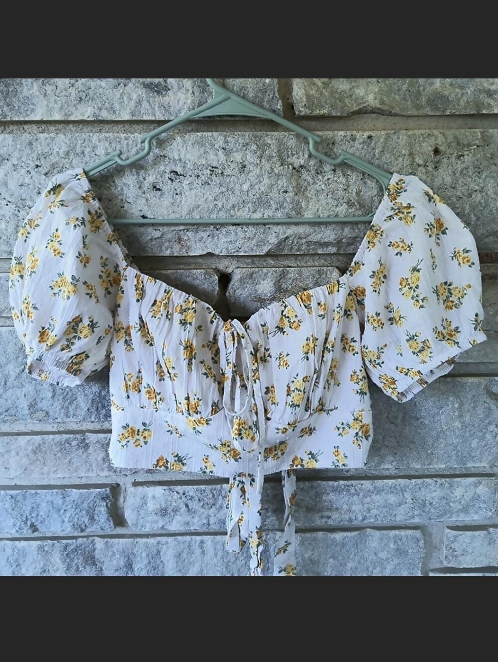 Altar'd State White Crop Top with Yellow Floral Print, Romantic Coquette NWOT.